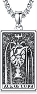 wholesale 925 Sterling Silver Ace of Cups Tarot Pendant Necklace s for Women Men Gifts Jewelry-0-0