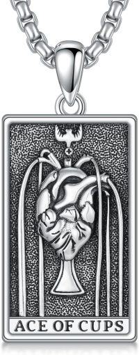 wholesale 925 Sterling Silver Ace of Cups Tarot Pendant Necklace s for Women Men Gifts Jewelry-Ace of Cups