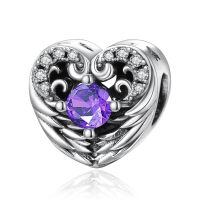 wholesale 925 Sterling Silver Stone Angel Wing Charm Bracelet Jewelry Gift for Women-02 Feb - Amethyst