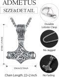 wholesale 925 Sterling Silver Viking Mjolnir Hammer Pendant Necklace with 28 Rolo Chain for Men-0-1