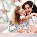 wholesale 925 Sterling Silver Infinity I LOVE YOU MOM Necklace with Cubic Zirconias and Rose Gold Plating for Women's Gifts-0-4