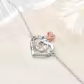 TOUPOP Sterling Silver Rose Flower Heart I Love You Bracelet For Women-0-3