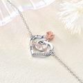 TOUPOP Sterling Silver Rose Flower Heart I Love You Bracelet For Women-0-3