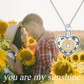 wholesale 925 Sterling Silver Sunflower Heart Urn Necklace for Ashes, Perfume & Keepsakes - Adjustable Chain, Hypoallergenic-0-3