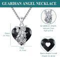 wholesale 925 Sterling Silver Heart-Shaped Guardian Angel Necklace w/Black Onyx Stone & 7 Archangels (Protection/Love)-0-3
