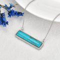 wholesale 925 Sterling Silver Rectangle Turquoise and Larimar Minimalist Bar Pendant Necklace-0-1