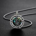 wholesale 925 Sterling Silver Saint Peregrine Pendant with Abalone Shell Inlay and Cross Design - Religious  for Men & Women-0-2
