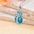 TOUPOP Sterling Silver Turquoise Family Tree Initial P Necklace-0-2