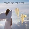 wholesale 14K Gold Angel Wings Studs with Cubic Zirconia and Heart Design Backing - Elegant  for Her (Pair)-0-4