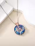 TOUPOP Sterling Silver Blue Crystal Birthstone Flower Pendant Necklace-0-5