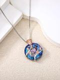 TOUPOP Sterling Silver Blue Crystal Birthstone Flower Pendant Necklace-0-5