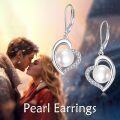 wholesale 925 Sterling Silver Pearl & Cubic Zirconia Heart Drop Earrings-0-1