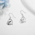 wholesale 925 Sterling Silver Penguin Heart Dangle Earrings for Women Girls  4cm Long-0-3