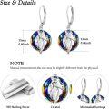 wholesale 925 Sterling Silver Rainbow Crystal Unicorn Head Drop Earrings for Women-0-4