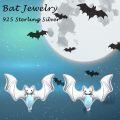 wholesale 925 Sterling Silver Hypoallergenic Blue Opal Bat Stud Earrings for Women Girls - Halloween Gothic Animal s-0-5