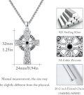 wholesale 925 Sterling Silver Celtic Knot Cross Pendant with Black Onyx Gemstone Norse Valknut Amulet Necklace for Men & Women -0-1