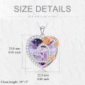 wholesale 925 Sterling Silver Purple Crystal Rose Heart Pendant Necklaces for Women's  Ideas-0-2