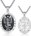 wholesale 925 Sterling Silver St Michael Angel Protect Us Medal Pendant w/ 3MM Cable Chain-0-0
