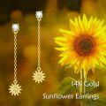 wholesale 14K Gold Sunflower Drop Earring for Her-0-4