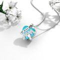 wholesale 925 Sterling Silver Heart-Shaped Turquoise Pendant Necklace with Cubic Zirconia - Mothers Day Gifts for Mom and Grandma-0-1