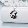 wholesale 925 Sterling Silver Moonstone Cat Pendant Necklace for Women Irish Gifts-0-1