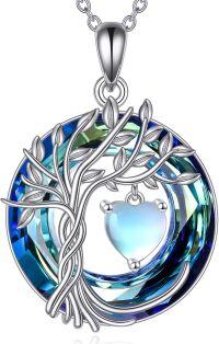 wholesale Sterling Silver Crystal Tree of Life Pendant Necklace for Women-06-Jun-Moonstone