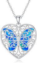 wholesale TOUPOP Butterfly Necklaces For Women Sterling Silver Opal Butterfly Heart Pendant Cute Animal Jewelry Gifts For Women -0-0