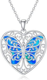 wholesale TOUPOP Butterfly Necklaces For Women Sterling Silver Opal Butterfly Heart Pendant Cute Animal Jewelry Gifts For Women -undefined
