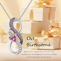 wholesale  925 Sterling Silver White Gold Plated Heart Birthstone Necklace with Infinity Symbol for Women, Hypoallergenic Romantic Gift-0-4