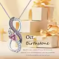 wholesale  925 Sterling Silver White Gold Plated Heart Birthstone Necklaces Wholesale with Infinity Symbol for Women, Hypoallergenic Romantic Gift-0-4