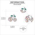 wholesale 925 Sterling Silver Cherry Stud Earrings with Orange and Green Stones - Perfect Gift for Mom-0-4