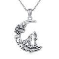 wholesale 925 Sterling Silver Moon Howling Wolf Pendant Necklace - Gifts for Women & Moms on Birthdays-0-0
