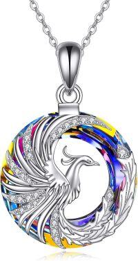 wholesale 925 Sterling Silver Rainbow Crystal Phoenix Pendant Necklace - Unique s for Women-Phoenix Necklace