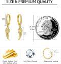 wholesale Gold 925 Sterling Silver Angel Wing Feather Cross Dangle Drop Earrings for Women Men 925 Fine Jewelry Minimalist Gift Idea-0-4