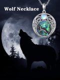 wholesale 925 Sterling Silver Abalone Shell Howling Wolf Triple Moon Goddess Pendant Necklace-0-5