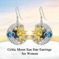 wholesale 925 Sterling Silver Round Sun & Stars Drop Dangle Earrings with Blue Topaz Gemstones Gifts for Women Girls Mom-0-5