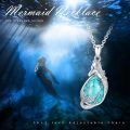 wholesale 925 Sterling Silver Mermaid Pendant Necklace With Teardrop Turquoise In Oxidized Finish-0-4