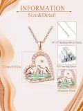 wholesale 925 Sterling Silver Plated Rose Gold Abalone Shell Heart Pendant Necklace with Mountains and Cubic Zirconia - Christian Faith Jewelry-0-5