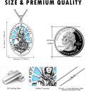 wholesale 925 Sterling Silver Turquoise St Dympna Catholic Patron Saint Medal Necklace Pendant Amulet-0-4