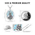 wholesale 925 Sterling Silver Turquoise St Dympna Catholic Patron Saint Medal Necklace Pendant Amulet-0-4