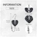 wholesale 925 Sterling Silver Gothic Heart with Skull and Crossbones Drop Earrings for Women - Halloween-0-3