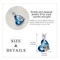 wholesale 925 Sterling Silver I Love You Mom Heart Pendant Necklace Blue Crystal Rose Gold-0-2