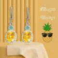 wholesale 925 Sterling Silver Yellow Citrine and Green CZ Drop Earrings-0-5