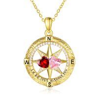 wholesale 925 Sterling Silver Compass Pendant with Birthstones for Women-01-10-Jan-Oct