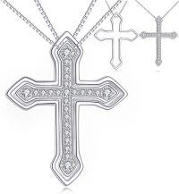 wholesale 925 Sterling Silver Couples Best Friends Forever Necklaces with Cross and Yin-Yang Symbols Pendant for Women Men  Set of 3 Pieces-Cross