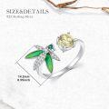 wholesale 925 Sterling Silver Sapphire Emerald Green Dragonfly Butterfly Adjustable Ring-0-2