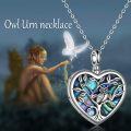 wholesale 925 Sterling Silver Heart Shaped Tree of Life with Owl Cremation Pendant Necklace for Ashes Keepsake Jewelry-0-5