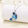 TOUPOP Sterling Silver Blue Moon Crystal Birth Flower Necklace-0-2