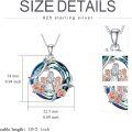 wholesale 925 Sterling Silver Blue Crystal Mother & Child Pendant with Pink Roses - Perfect Gift for Mom-0-8