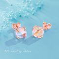 wholesale 925 Sterling Silver Round Blue Opalite Stud Earrings with Rose Gold Plating for Women and Girls-0-1